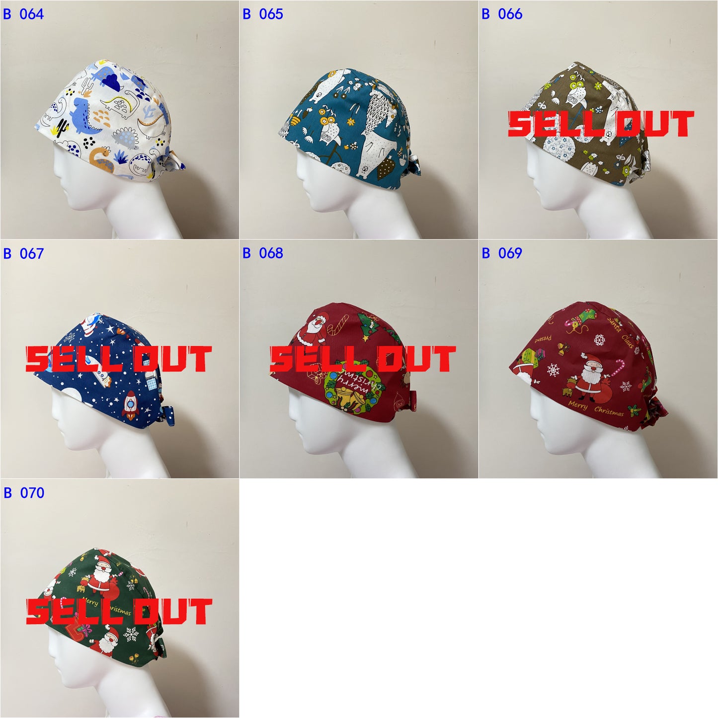 YUHON Scrub Caps In Stock (tie back)